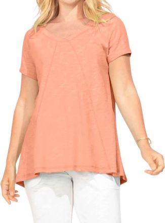 Escape Cotton Slub Vneck Tunic Top In Papaya