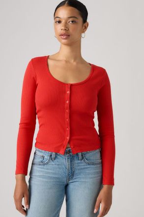 Levi's Top Austen con bottoni a maniche lunghe - Donna - XS - Rosso / True Red