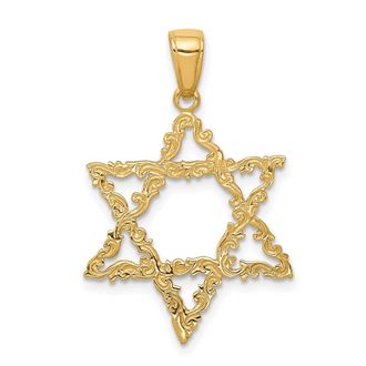 Diamond2Deal 14k Yellow Gold Star of David Pendant