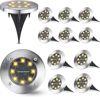 OEM Luces Solares Para El Suelo, 12 Paquetes De 8 Leds De Luces Solares Para Senderos, Impermeables, Para El Jard&iacute;n, Para El Camino De Entrada (blanco C&aacute;l