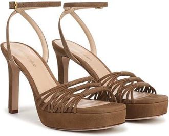 Veronica Beard Beverlee Ankle Strap Platform Sandal in Chestnut at Nordstrom, Size 6.5