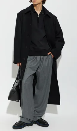 Lanvin Wool Pleated Trousers, Mens, Grey