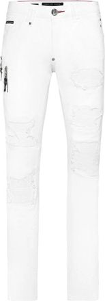 Philipp Plein Coated Denim Rock Star Broek - Heren - Slim Fit Jeans - Wit - W38 - Denim - Jeans