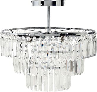 Beliani Lampadario A Sospensione In Stile Glamour Cristalli Di Vetro In Metallo Finitura Cromata Argento Ameneiro