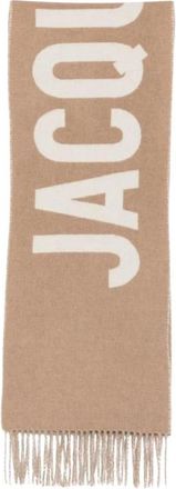 Jacquemus Logo Intarsia Sjaal - unisex - Wintersjaals - Beige - ONE Size - Wol - Accessoires