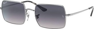 Ray-Ban Womens 0Rb1969 Rectangle Sunglasses In Silver Blue Gradient Polar