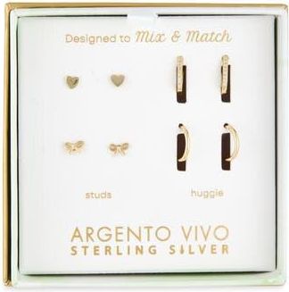 Argento Vivo Pack of Four Assorted Stud & Hoop Earrings in Gold at Nordstrom Rack
