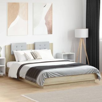 vidaXL Vidaxl - Estructura De Cama Cabecero Luces Led Roble Sonoma 140x200 Cm