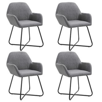vidaXL Vidaxl - Sillas De Comedor Giratorias 4 Unidades Tela Gris Oscuro