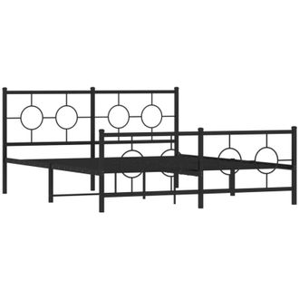 vidaXL Vidaxl - Estructura Cama Sin Colch&oacute;n Con Estribo Metal Negro 150x200 Cm