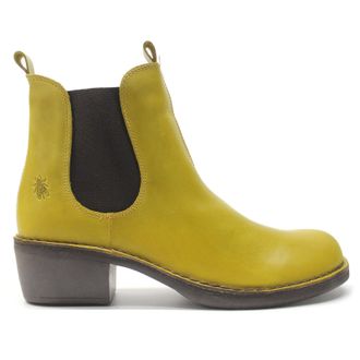 FLY London MEME030FLY Rug Leather Womens Slip On Boots - Mustard - Size:UK 6