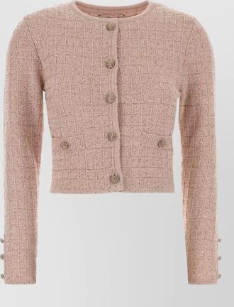 Alessandra Rich boucle cardigan cropped length button cuffs