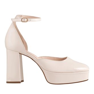 H&ouml;gl Beige Victoria High Block Heel Patent Leather Pumps
