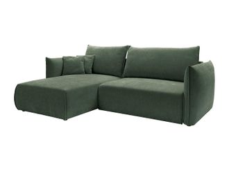 Vente-Unique Sof&aacute; cama rinconera izquierda en tela texturizada verde CARISU