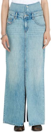 Diesel Jean-illusion denim maxi skirt with slits - Skirts - Woman - Blue