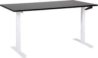 Beliani Beliani - Escritorio De Altura Regulable Manualmente Oficina Moderna Patas Cuadradas 160 X 72 Cm Tablero Negro Soporte De Acero Blanco Destines