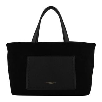 Pourchet Tassen, Dames, Zwart, ONE Size, Leer, Cassis Daim Tote