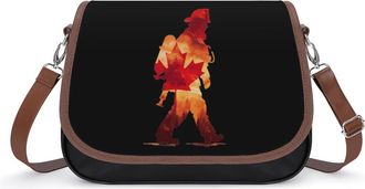 Generic Firefighter Canadian Flag Small Womens Crossbody Bags Shoulder Handbag with Adjustable Strap for Travel