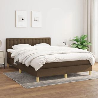 vidaXL Vidaxl - Cama Box Spring Con Colch&oacute;n Tela Marr&oacute;n Oscuro 140x200 Cm