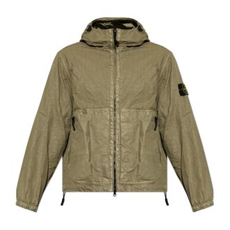 Stone Island Light Jackets, male, Green, Size: 2XL -Look Nylon Panama-TC Jacket