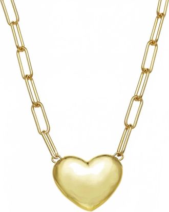 Rachel Reinhardt Jewelry Womens Puffy Heart Necklace In Gold
