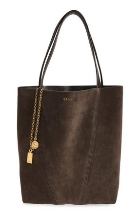 Chlo&eacute; Medium Spin Suede Tote in Kohl Brown at Nordstrom