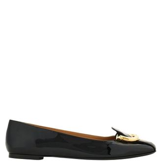 Ferragamo Black Leather Flats