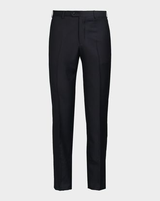 Giorgio Armani Men & apos;s Solid Wool Flat-Front Trousers