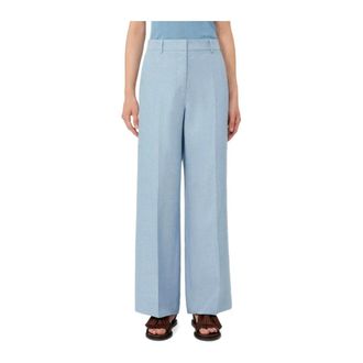 Max Mara Dames, Broeken, Blauw, Maat: XS Linnen
