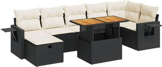 vidaXL Set Sof&aacute;s Jard&iacute;n Y Cojines 5 Pzas Rat&aacute;n Sint&eacute;tico Acacia Negro Vidaxl