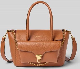 Coccinelle Handtasche mit Label-Schriftzug Modell DOUBLE BEAT in Cognac, Größe 1