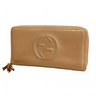 Gucci Pink Beige Leather Long Wallet (Bi-Fold) (Pre-Owned)