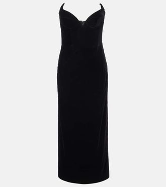 MUGLER Velvet bustier dress