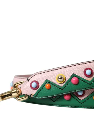 Dolce & Gabbana Studded Leather with Colorwork Shoulder Strap - Pink