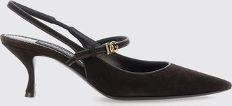 Dolce & Gabbana D&eacute;collet&eacute; slingback in camoscio con monogram DG e tacco a spillo