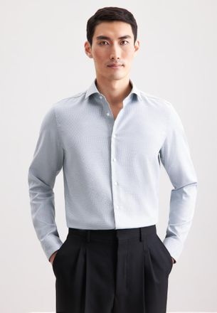 Seidensticker Businesshemd SEIDENSTICKER Schwarze Rose, Herren, Gr. XXL (45), normale &Auml;rmell&auml;ngen, gr&uuml;n, 100% Baumwolle, Strukturmuster, gemustert, slim fit, 2-Knop