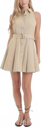 Karina Grimaldi Mavi Mini Denim Dress In Khaki