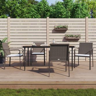 vidaXL Vidaxl - Juego Comedor Jard&iacute;n 5 Piezas Y Cojines Rat&aacute;n Sint&eacute;tico Y Acero