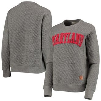 Pressbox Womens Pressbox Heather Charcoal Maryland Terrapins Moose Quilted Pullover Sweatshirt in Heather Gray at Nordstrom, Size Xx-Large
