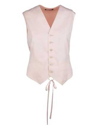ボトムスその他 Fabiana Filippi V-Neck Cotton Vest With Silk Satin Back Fabiana Filippi Satin-Finish Knot-Detail Vest - Blue