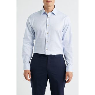 David Donahue Trim Fit Check Cotton Dress Shirt in Sky/chocolate at Nordstrom Rack, Size 15 - 32/33