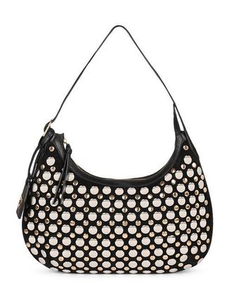 Raf&eacute; New York Alva Studded Hobo Crossbody in Black at Nordstrom, Size Medium