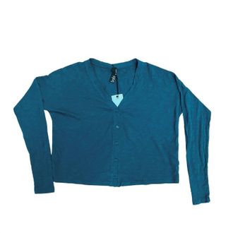 bobi Womens Button Up Long Sleeve Top In Dark Teal