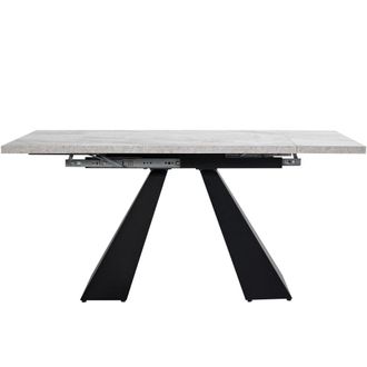 Urban Meuble Mesa de comedor extensible con efecto m&aacute;rmol gris y patas de metal