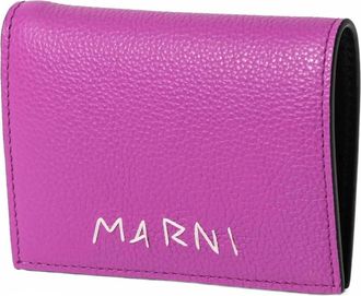Marni Womens Mending Leather Bi-Fold Wallet In Cassis Pink