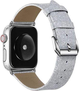 Posh Tech Silver Glitter Leather 42mm/44mm Band for Apple Watch Series 1, 2, 3, 4, 5 at Nordstrom Rack