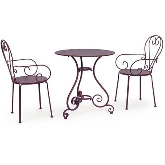BIZZOTTO Set Etienne Tavolino tondo con poltrone colorate in acciaio verniciato a polvere per giardino e bar finitura opaca -Kit 2 Poltrone con Tavolo &oslash; 70