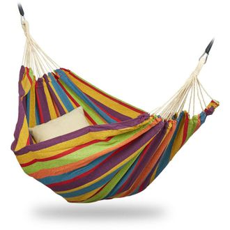 Relaxdays Relaxdays Hammock, XXL Hanging Mat For 2 Adults, Portable, In- & Outdoor, Made Of Cotton, 150x272 cm, Multi-coloured