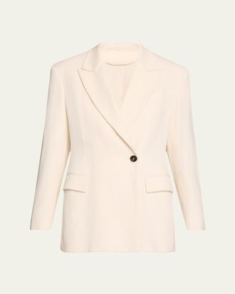 Brunello Cucinelli Diagonal Button-Front Viscose Blazer