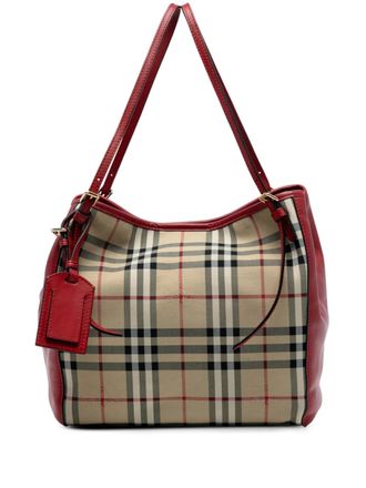 Burberry 2000-2017 Small Haymarket Check Canvas and Leather Canterbury tote bag - women - Calf Leather/Canvas/Leather - One Size - Brown